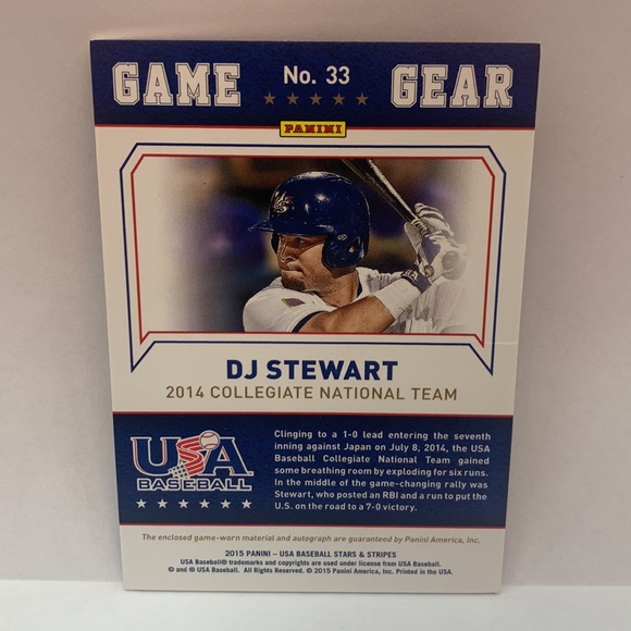 2015 Stars & Stripes Game Gear DJ Stewart 44/49 #33 (MISC9) - Picture 2 of 2